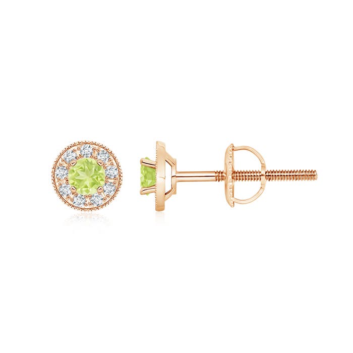 A - Peridot / 0.61 CT / 14 KT Rose Gold