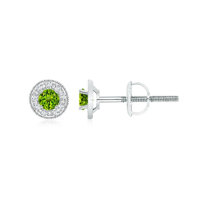 AAAA - Peridot / 0.61 CT / 14 KT White Gold