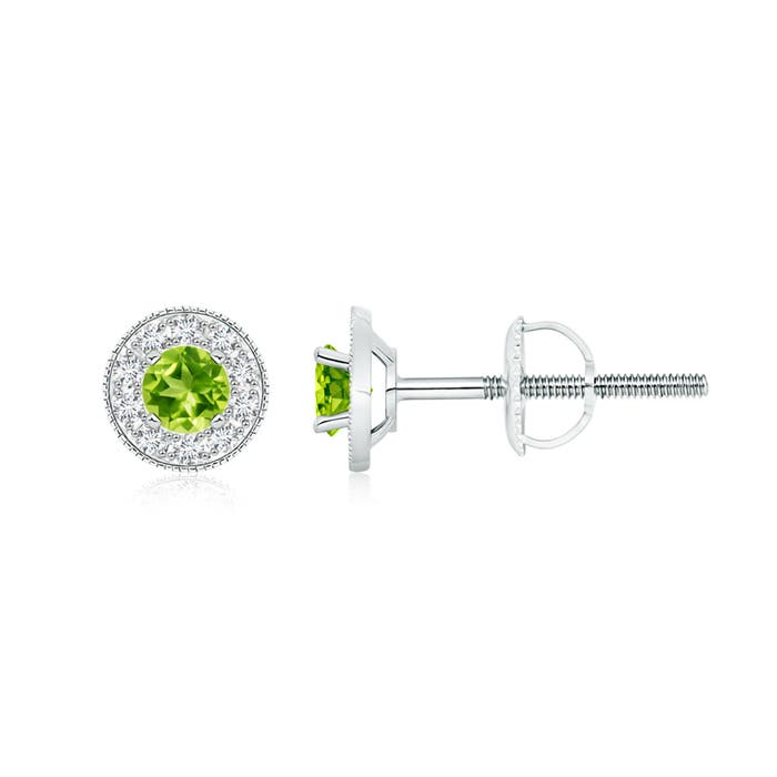 AAA - Peridot / 0.88 CT / 14 KT White Gold