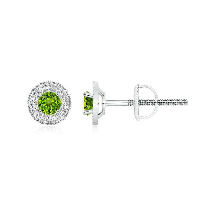 AAAA - Peridot / 0.88 CT / 14 KT White Gold