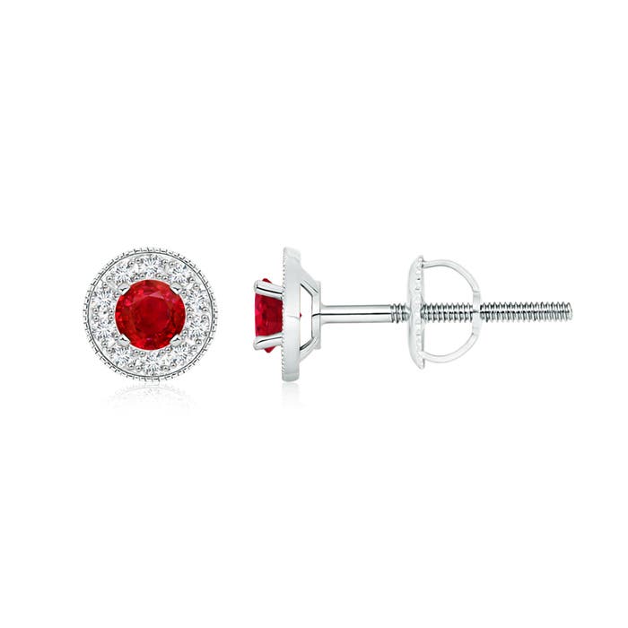 AAA - Ruby / 0.96 CT / 14 KT White Gold