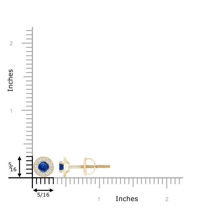 3.5mm AAA Blue Sapphire Margarita Stud Earrings with Diamond Halo  in Yellow Gold product image