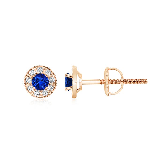 AAAA - Blue Sapphire / 0.69 CT / 14 KT Rose Gold