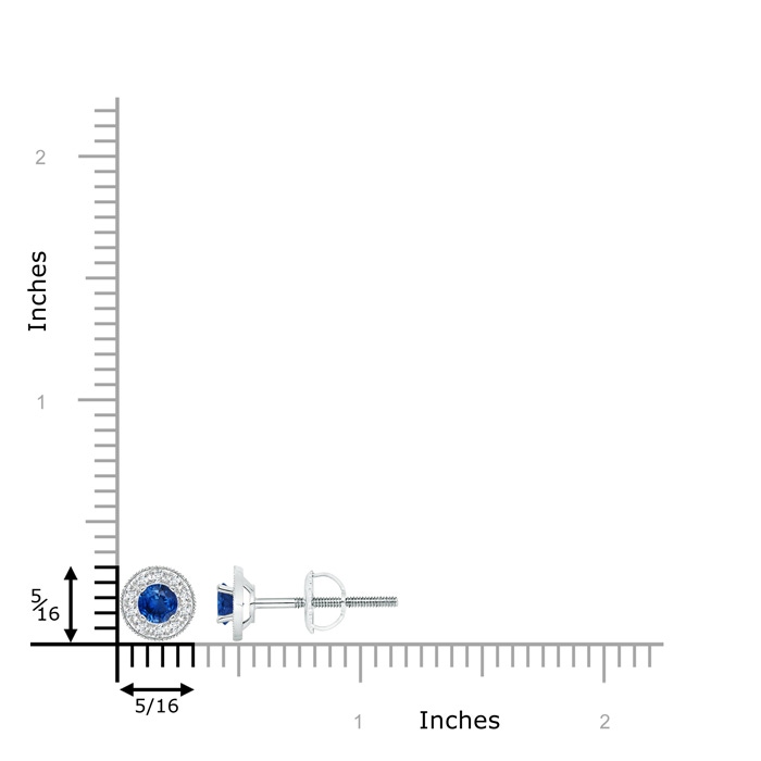 4mm AAA Blue Sapphire Margarita Stud Earrings with Diamond Halo  in White Gold product image