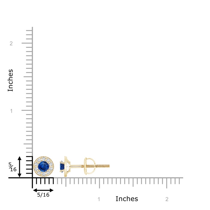 4mm AAA Blue Sapphire Margarita Stud Earrings with Diamond Halo  in Yellow Gold product image