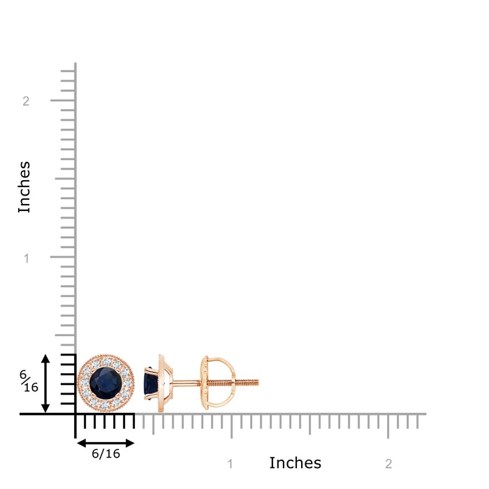 5mm A Blue Sapphire Margarita Stud Earrings with Diamond Halo  in Rose Gold product image