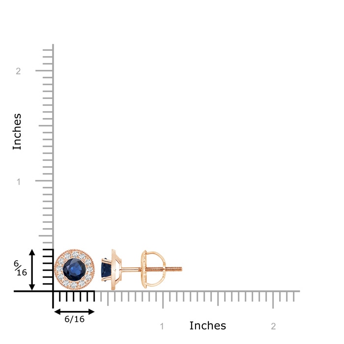 5mm AA Blue Sapphire Margarita Stud Earrings with Diamond Halo  in Rose Gold product image