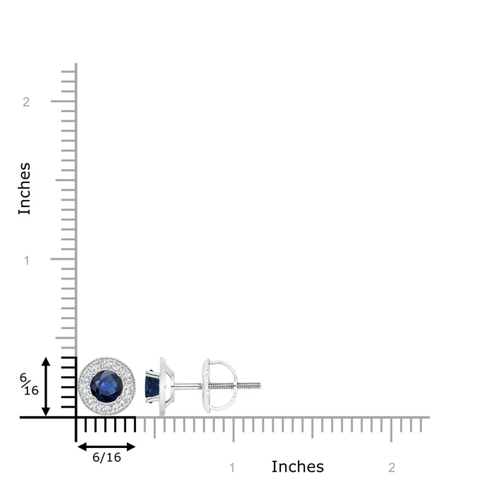 5mm AA Blue Sapphire Margarita Stud Earrings with Diamond Halo  in White Gold product image
