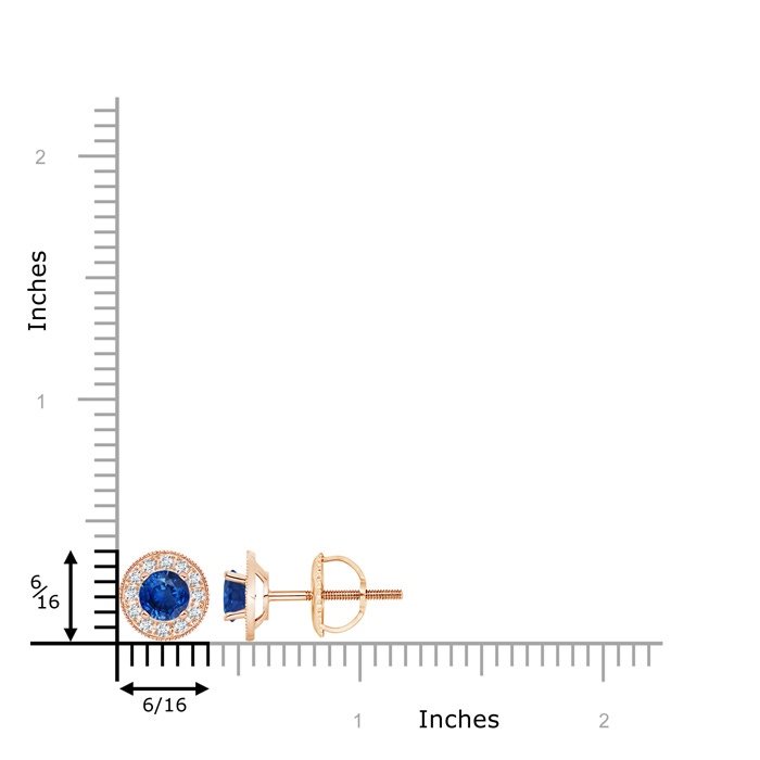 5mm AAA Blue Sapphire Margarita Stud Earrings with Diamond Halo  in Rose Gold product image
