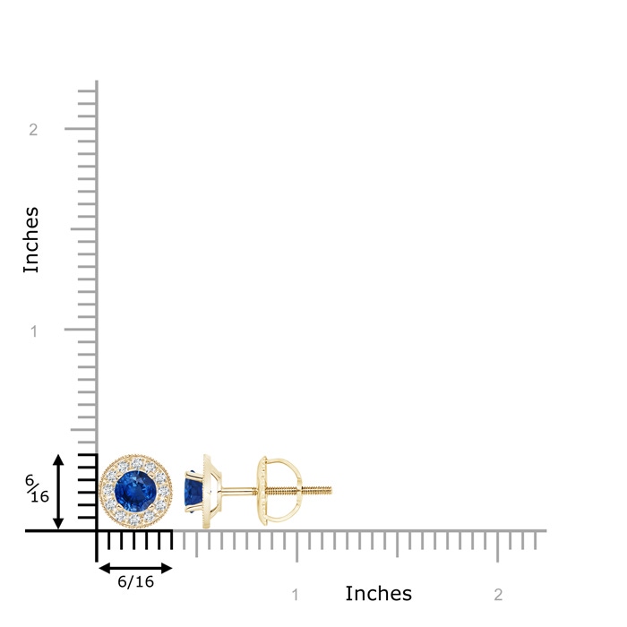 5mm AAA Blue Sapphire Margarita Stud Earrings with Diamond Halo  in Yellow Gold product image