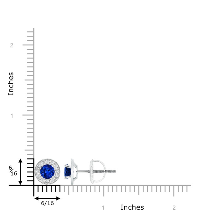 5mm AAAA Blue Sapphire Margarita Stud Earrings with Diamond Halo  in P950 Platinum product image