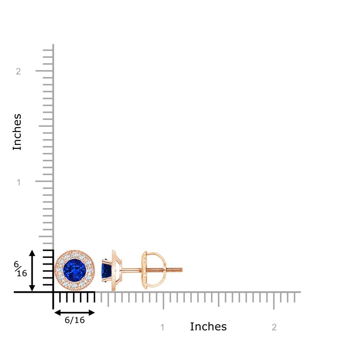 5mm AAAA Blue Sapphire Margarita Stud Earrings with Diamond Halo  in Rose Gold product image