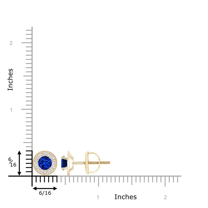 5mm AAAA Blue Sapphire Margarita Stud Earrings with Diamond Halo  in Yellow Gold product image