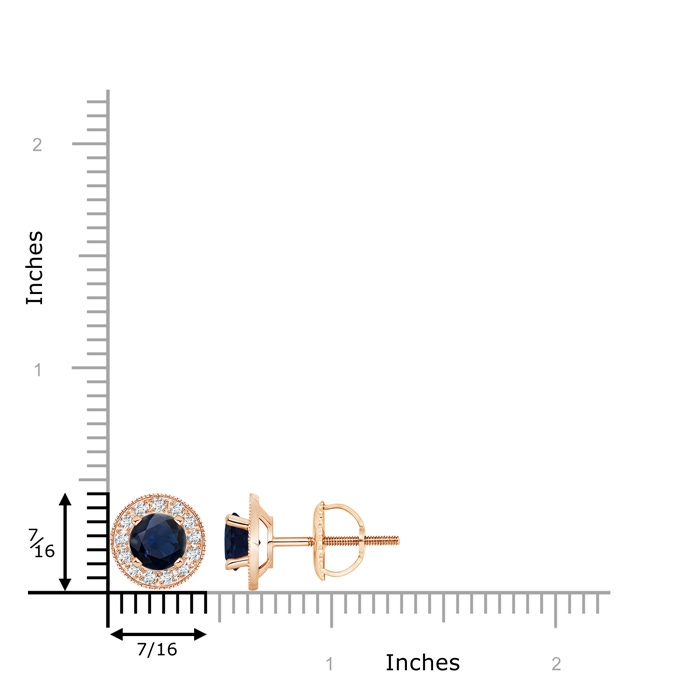 6mm A Blue Sapphire Margarita Stud Earrings with Diamond Halo  in Rose Gold product image