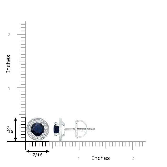 6mm A Blue Sapphire Margarita Stud Earrings with Diamond Halo  in White Gold product image