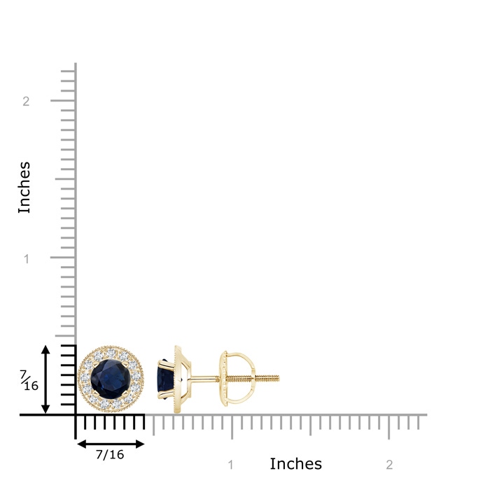 6mm A Blue Sapphire Margarita Stud Earrings with Diamond Halo  in Yellow Gold product image