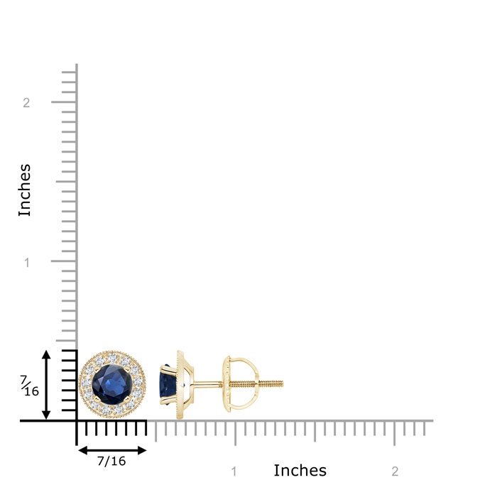6mm AA Blue Sapphire Margarita Stud Earrings with Diamond Halo  in Yellow Gold product image