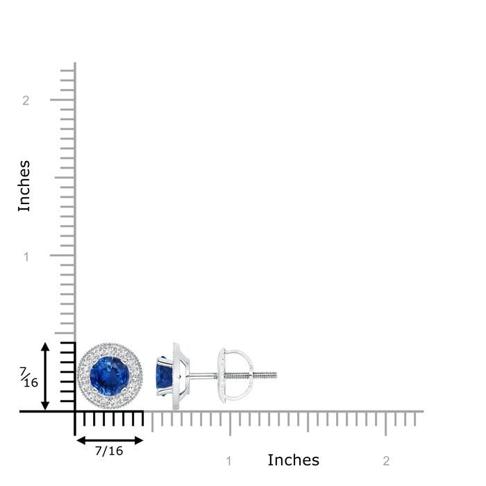 6mm AAA Blue Sapphire Margarita Stud Earrings with Diamond Halo  in P950 Platinum product image