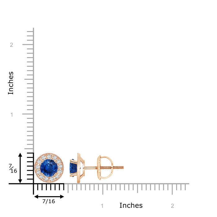 6mm AAA Blue Sapphire Margarita Stud Earrings with Diamond Halo  in Rose Gold product image