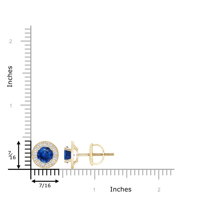 6mm AAA Blue Sapphire Margarita Stud Earrings with Diamond Halo  in Yellow Gold product image