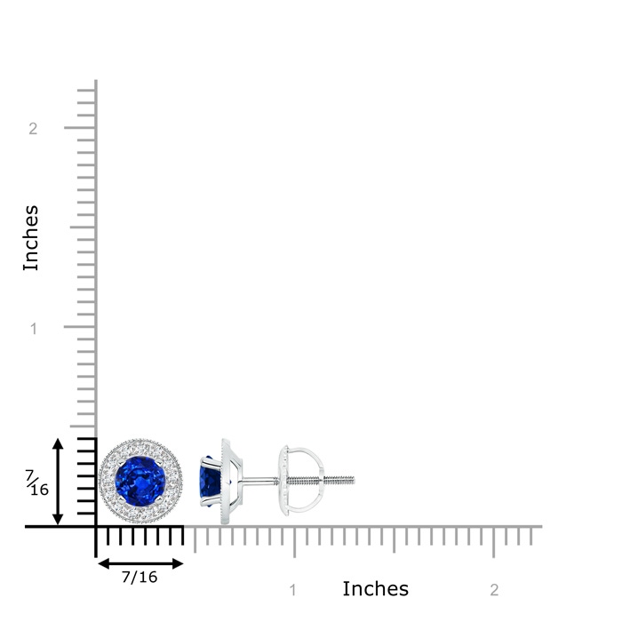 6mm AAAA Blue Sapphire Margarita Stud Earrings with Diamond Halo  in P950 Platinum product image