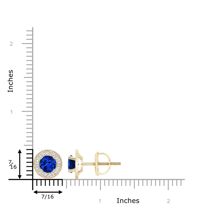 6mm AAAA Blue Sapphire Margarita Stud Earrings with Diamond Halo  in Yellow Gold product image