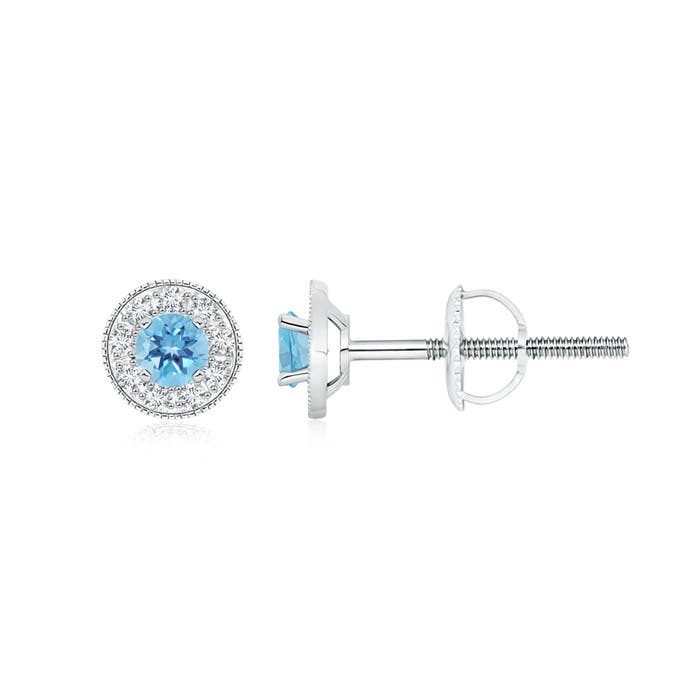 A - Swiss Blue Topaz / 0.65 CT / 14 KT White Gold