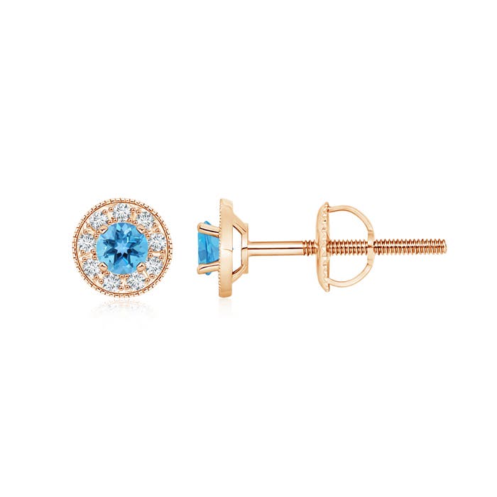 AA - Swiss Blue Topaz / 0.65 CT / 14 KT Rose Gold