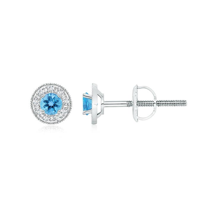 AA - Swiss Blue Topaz / 0.65 CT / 14 KT White Gold