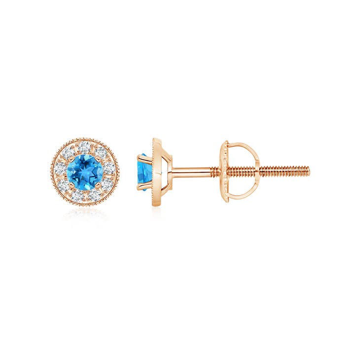 AAA - Swiss Blue Topaz / 0.65 CT / 14 KT Rose Gold