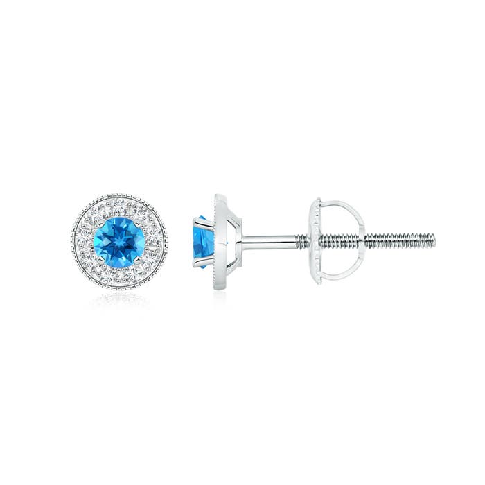 AAAA - Swiss Blue Topaz / 0.65 CT / 14 KT White Gold