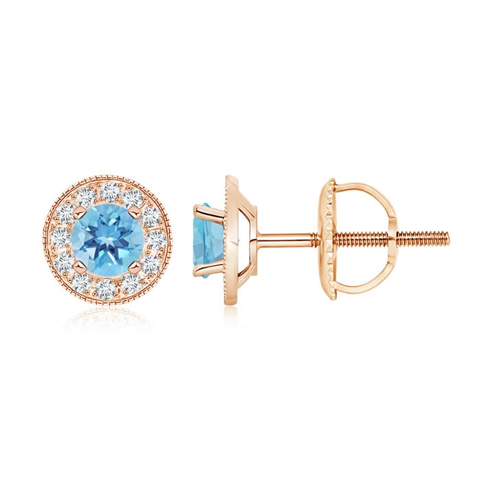 A - Swiss Blue Topaz / 1.54 CT / 14 KT Rose Gold