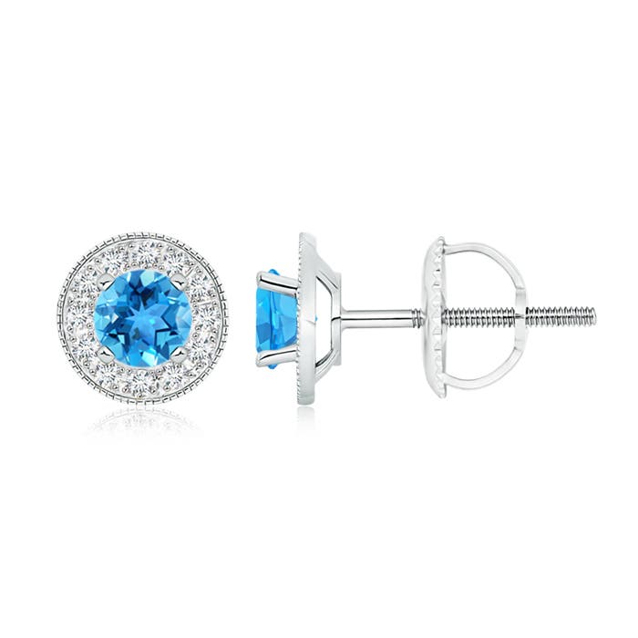 AAA - Swiss Blue Topaz / 1.54 CT / 14 KT White Gold