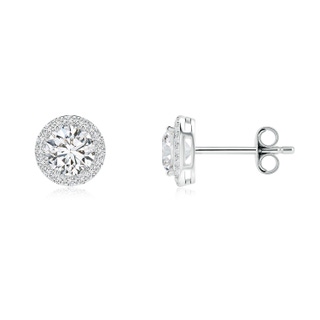 4.7mm HSI2 Vintage-Inspired Round Diamond Halo Stud Earrings in S999 Silver