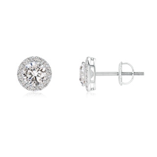 4.7mm IJI1I2 Vintage-Inspired Round Diamond Halo Stud Earrings in P950 Platinum