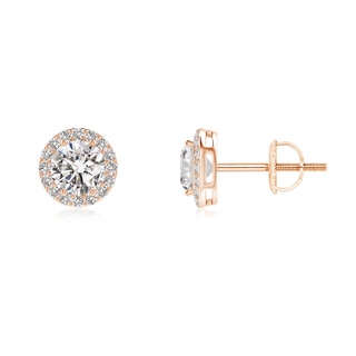 4.7mm IJI1I2 Vintage-Inspired Round Diamond Halo Stud Earrings in Rose Gold