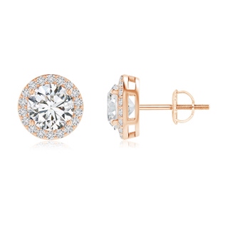 6mm HSI2 Vintage-Inspired Round Diamond Halo Stud Earrings in Rose Gold