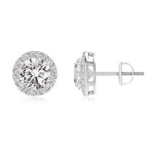 6mm IJI1I2 Vintage-Inspired Round Diamond Halo Stud Earrings in P950 Platinum