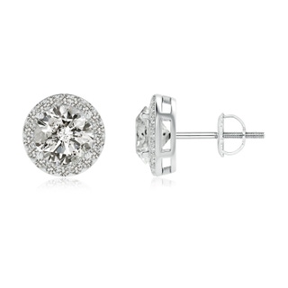 6mm KI3 Vintage-Inspired Round Diamond Halo Stud Earrings in White Gold