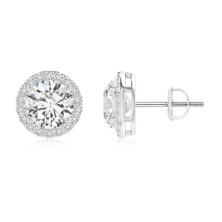 7mm HSI2 Vintage-Inspired Round Diamond Halo Stud Earrings in P950 Platinum