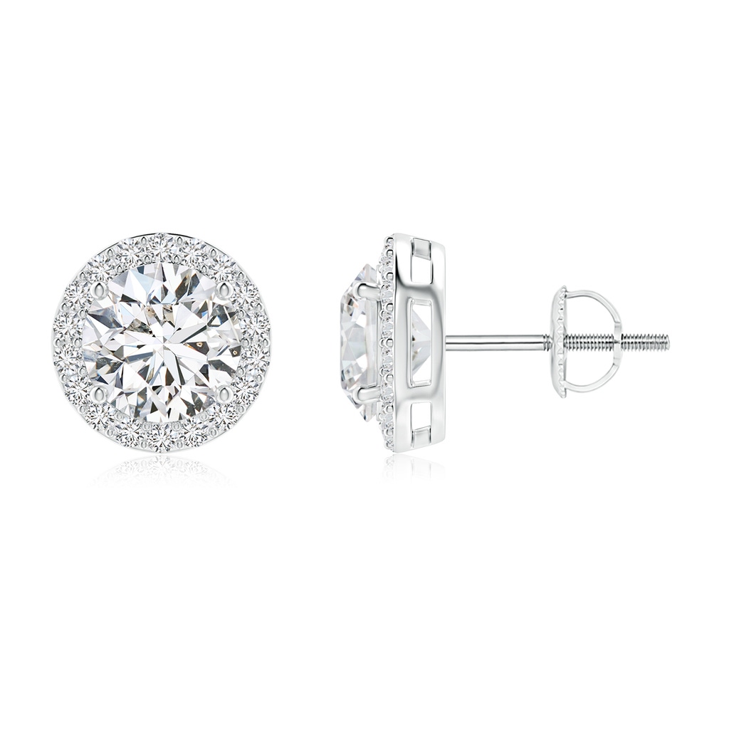 7mm HSI2 Vintage-Inspired Round Diamond Halo Stud Earrings in White Gold