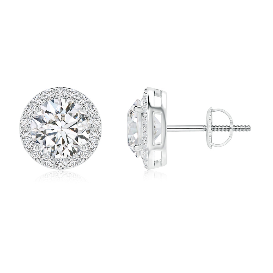 7mm HSI2 Vintage-Inspired Round Diamond Halo Stud Earrings in White Gold 