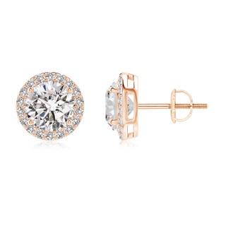 7mm IJI1I2 Vintage-Inspired Round Diamond Halo Stud Earrings in Rose Gold