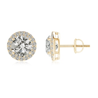 7mm KI3 Vintage-Inspired Round Diamond Halo Stud Earrings in Yellow Gold