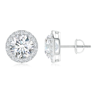 8.1mm GVS2 Vintage-Inspired Round Diamond Halo Stud Earrings in P950 Platinum