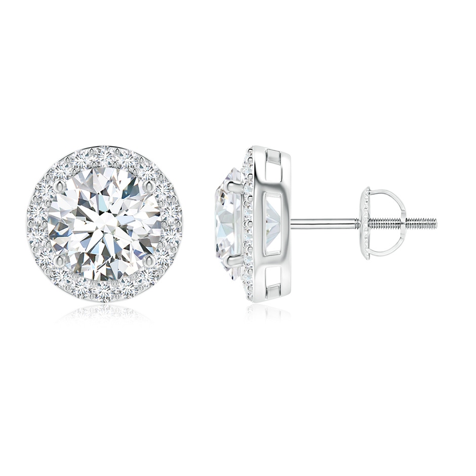 8.1mm GVS2 Vintage-Inspired Round Diamond Halo Stud Earrings in P950 Platinum 