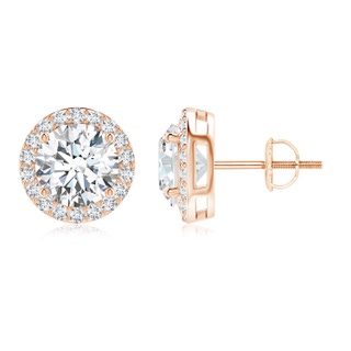 8.1mm GVS2 Vintage-Inspired Round Diamond Halo Stud Earrings in Rose Gold