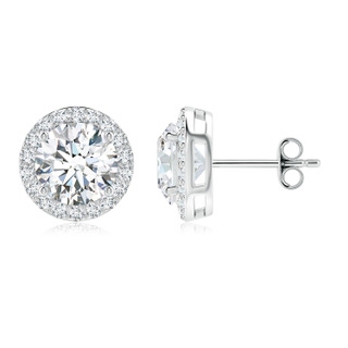 8.1mm GVS2 Vintage-Inspired Round Diamond Halo Stud Earrings in S999 Silver