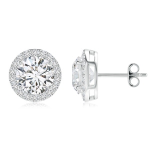 8.1mm HSI2 Vintage-Inspired Round Diamond Halo Stud Earrings in S999 Silver