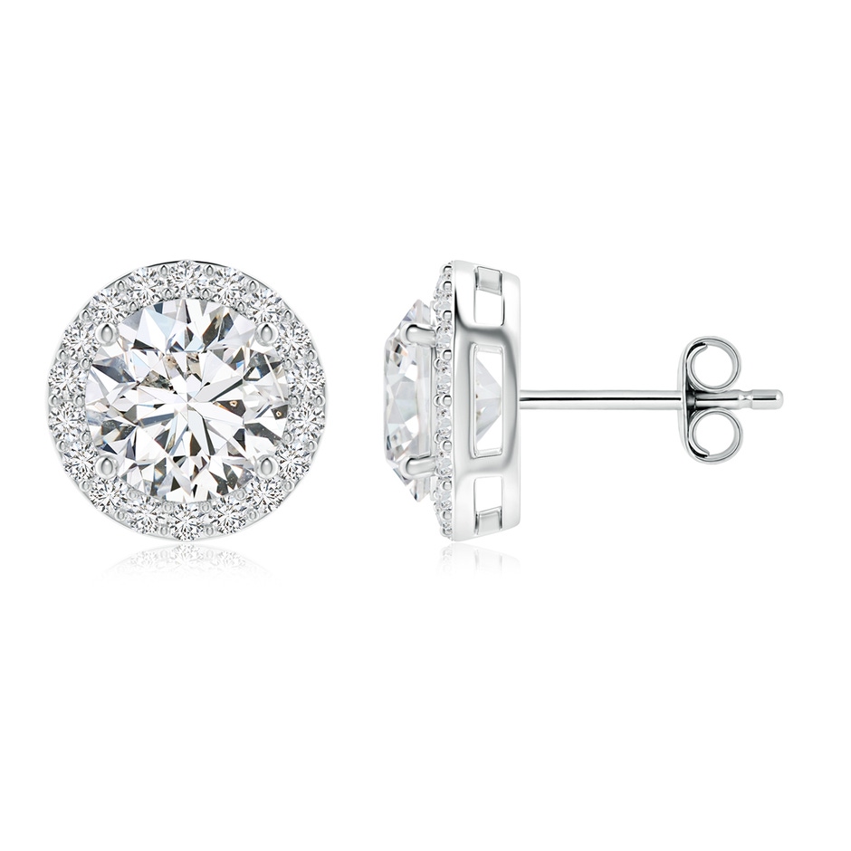 8.1mm HSI2 Vintage-Inspired Round Diamond Halo Stud Earrings in S999 Silver 